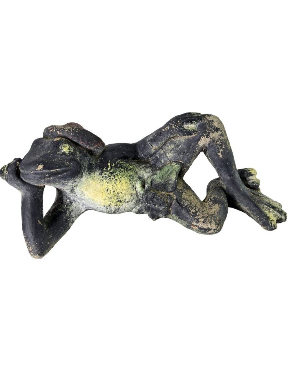 Frog With Mushroom Hat Cement Sculpture Art Statue Anthropomorphic Cottagecore